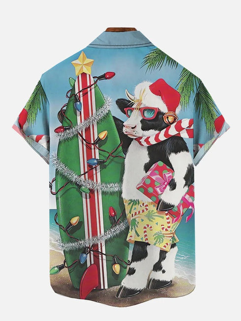 Men's Christmas Funny Graphic Short Sleeve Hawaiian Shirt